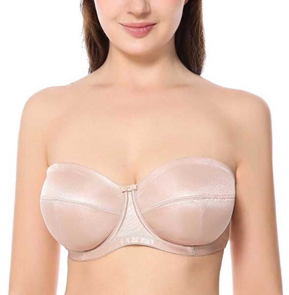 Vogues Secret Womens Strapless Plus Size Bra Underwire Convertible Full Coverage Bras with Clear Straps 